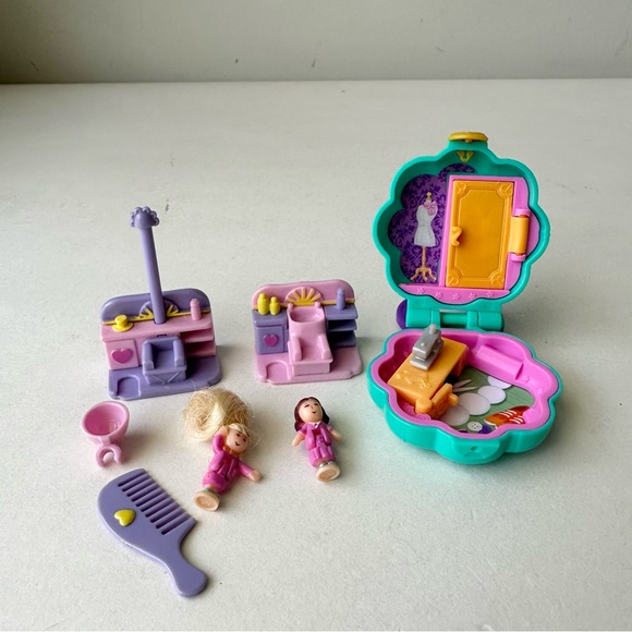 Mattel Other - 1995 Vintage Polly Pocket Comb 'n Curl Hair Salon and Pocket Fab Studio Compact